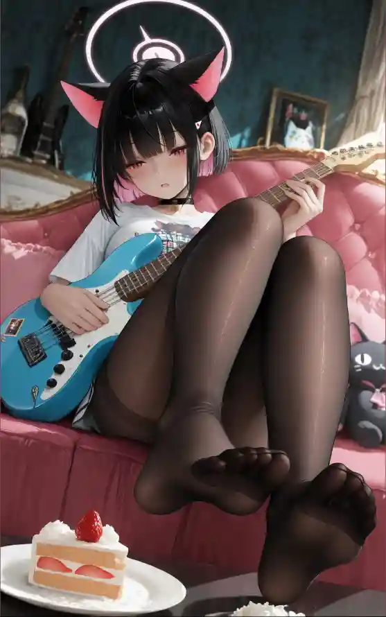 4k美女壁纸 - 美腿 - 电吉他 - 猫耳少女「哲风壁纸」