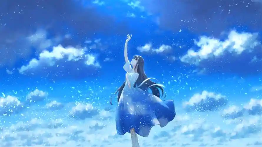 2k天空壁纸-云海场景 - 少女-云端晴空免费下载「哲风壁纸」