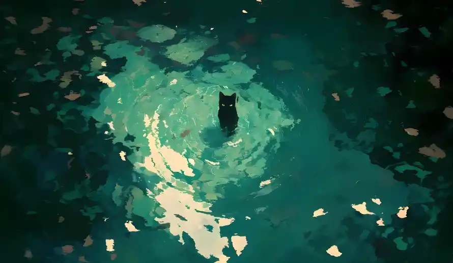 4k黑猫壁纸-光影插画和动物插画-夜色背景「哲风壁纸」