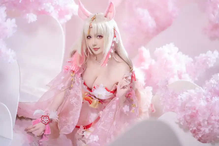 3k原神壁纸-cos - 和服-粉色花海壁纸推荐「哲风壁纸」