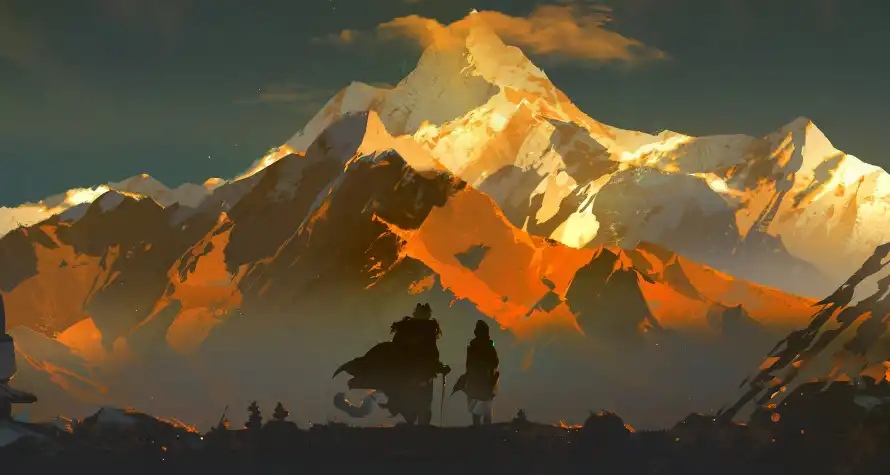 2k少女壁纸-光影艺术和山-夕阳山色免费下载「哲风壁纸」