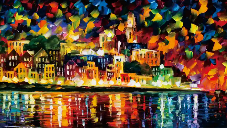 2k名画壁纸-城市夜景 - 油画-城市风光壁纸分享「哲风壁纸」