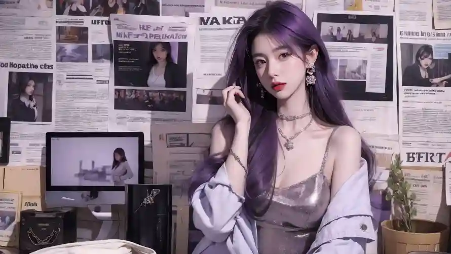5kAI壁纸-动漫美女与复古风动漫-报纸墙背景「哲风壁纸」