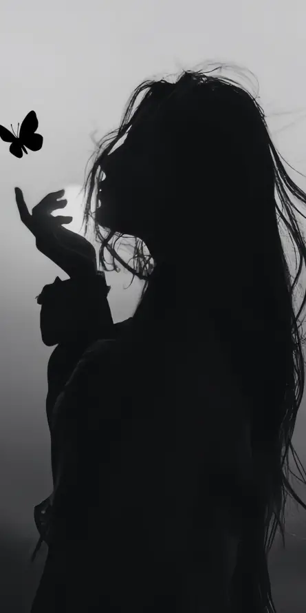 4k剪影壁纸 - 梦幻 - 蝴蝶 - 美女剪影「哲风壁纸」