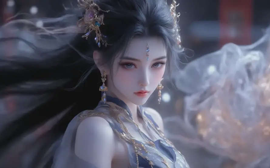 2k古風壁纸-美少女和仙姿服飾-古典發飾「哲风壁纸」