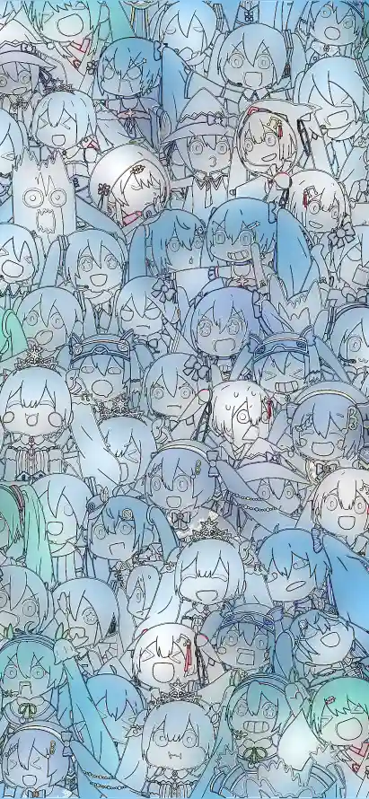 4k蓝色壁纸 - 初音未来 - 群像插画 - 虚拟歌姬「哲风壁纸」