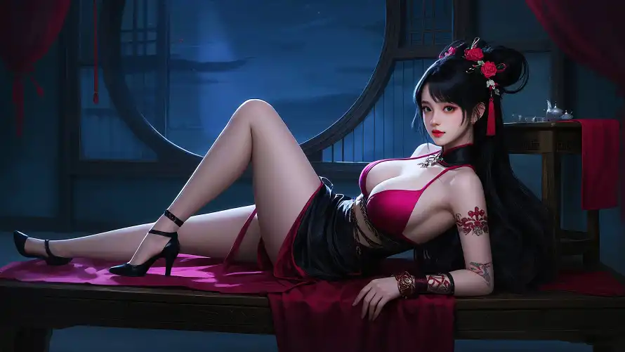 4k美女壁纸-古风室内和躺姿-性感躺姿壁纸分享「哲风壁纸」