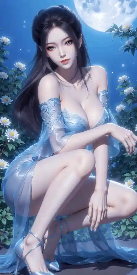 4k月下壁纸 - 花朵 - 蓝纱 - 焰灵姬「哲风壁纸」