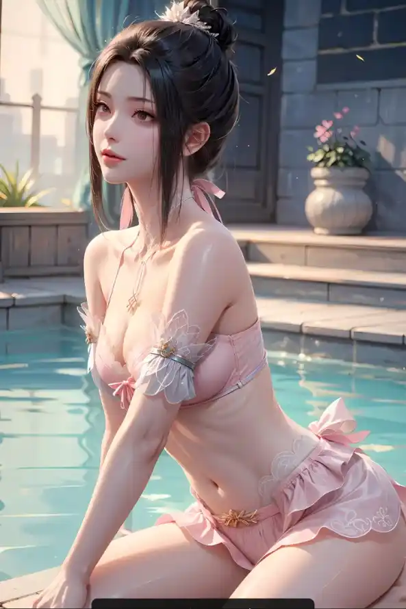 4kAI壁纸 - 户外 - 泳池 - 美女「哲风壁纸」