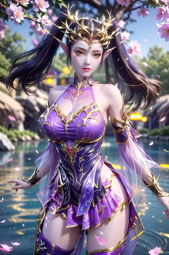 4k奇幻壁纸 - 樱花 - 水边 - 精灵「哲风壁纸」