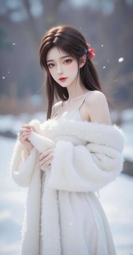4k冬季壁纸 - 壁纸 - 长发 - 雪地「哲风壁纸」