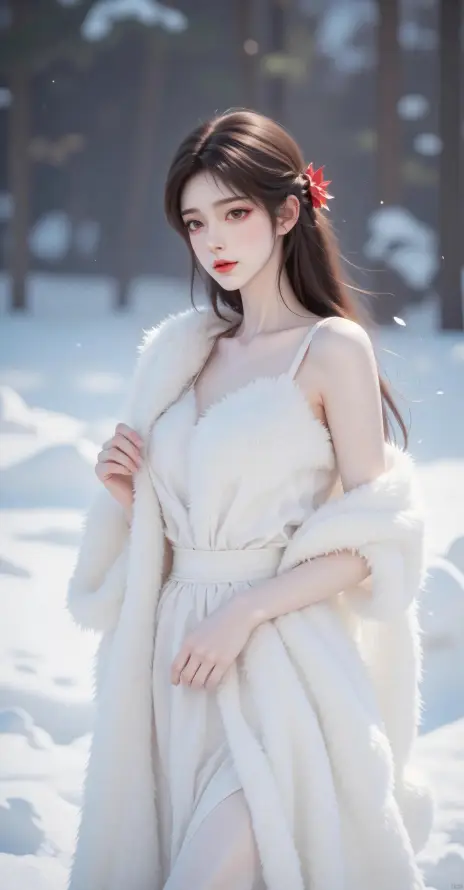 4k冬季壁纸 - 壁纸 - 长发 - 雪地「哲风壁纸」