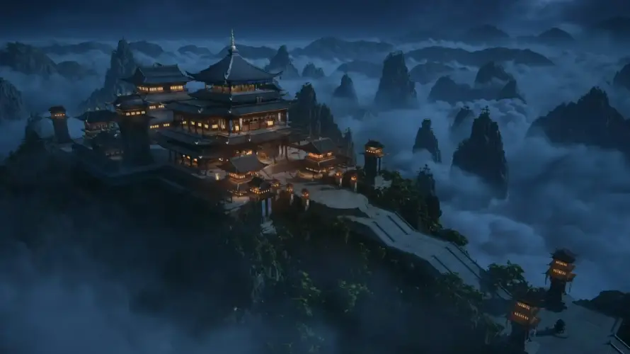 4k凡人壁纸 - 云雾山峰 - 修仙场景 - 古建筑群「哲风壁纸」