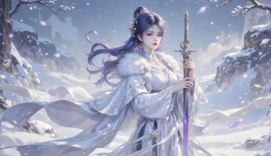 4k古风壁纸 - 白衣 - 紫发 - 遮天「哲风壁纸」