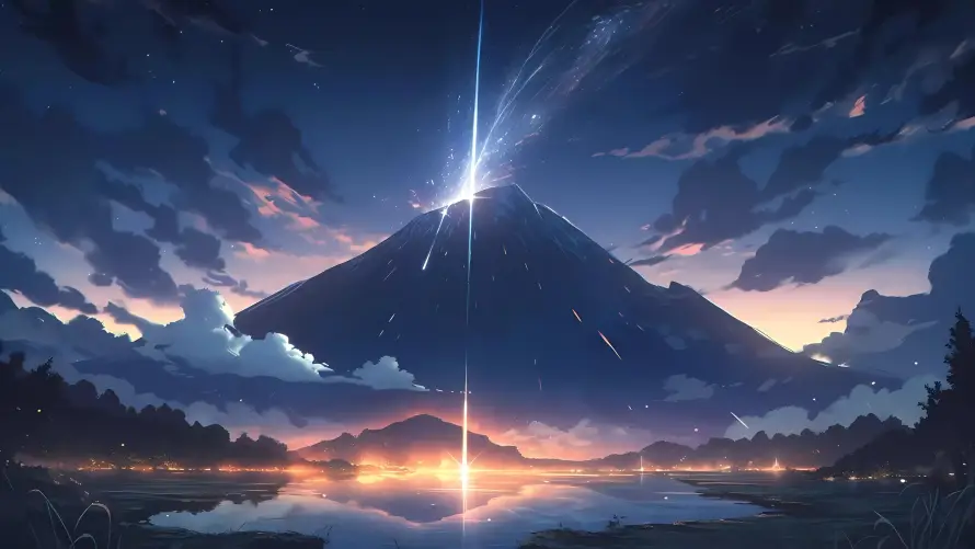 4k云彩壁纸-富士山和流星-热门的壁纸「哲风壁纸」