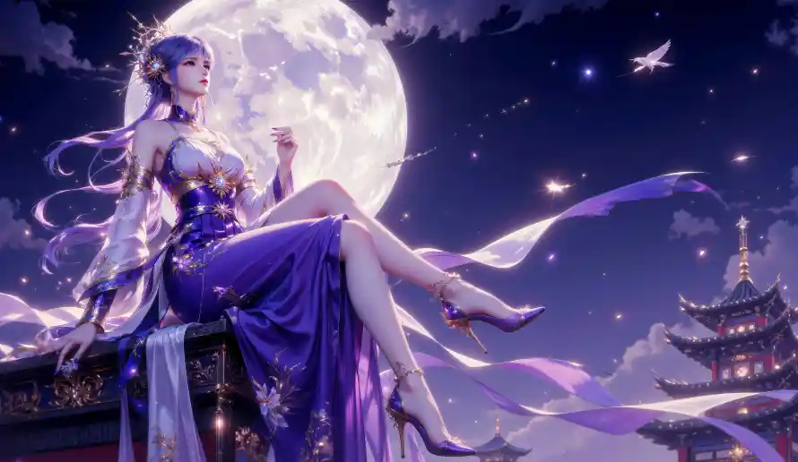 4k星空壁纸 - 月亮 - 飘带 - 圣采儿「哲风壁纸」