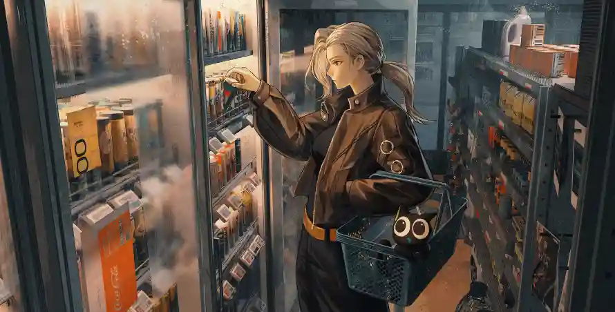 4k便利店壁纸 - 鹿野师姐 - 柜式冰箱 - 罗小黑战记「哲风壁纸」