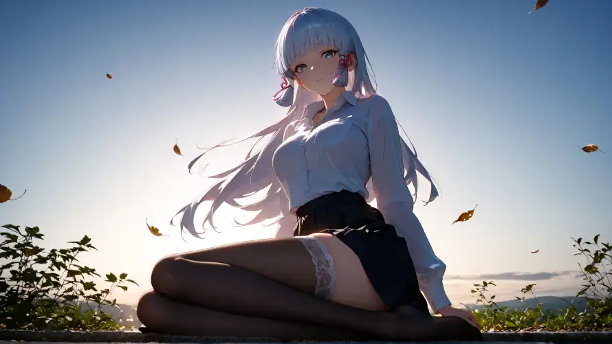 4k原神壁纸 - 神里绫华 - 短裙黑丝 - wallpaper「哲风壁纸」