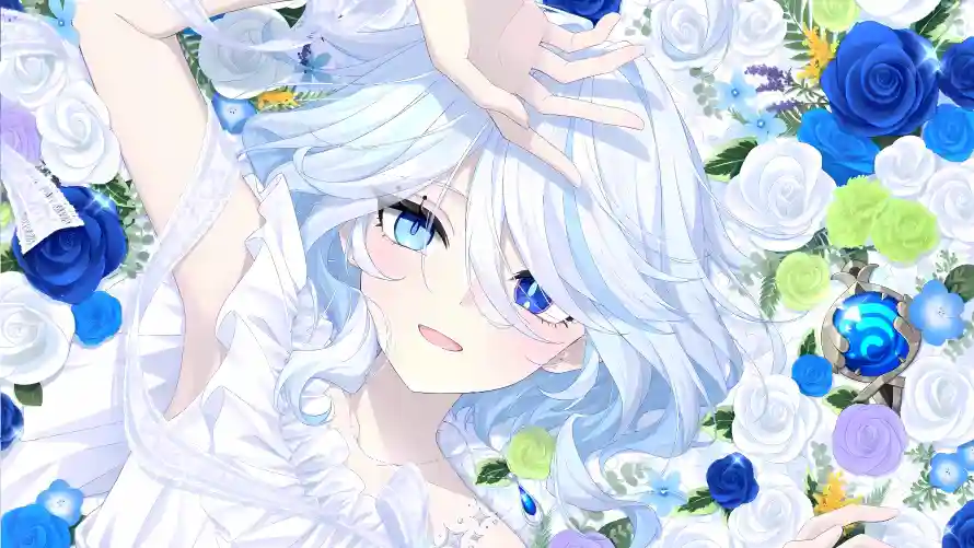4k原神壁纸 - 芙芙 - 花朵 - 蓝发「哲风壁纸」