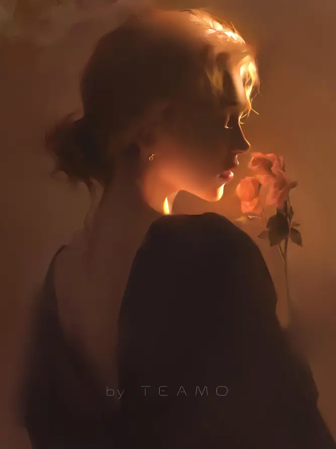 4k唯美壁纸 - 暖光 - 背影 - 玫瑰花「哲风壁纸」