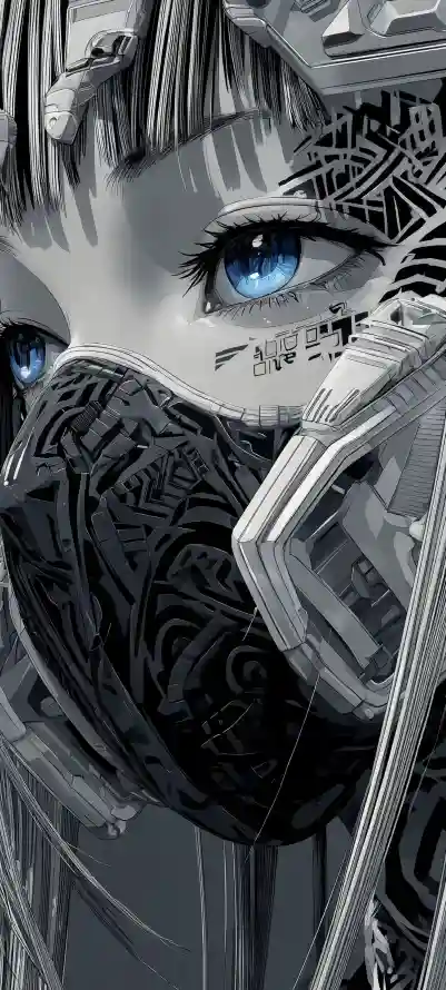4k4K原画壁纸 - 手机壁纸 - 机械纹路 - 蓝色眼眸「哲风壁纸」