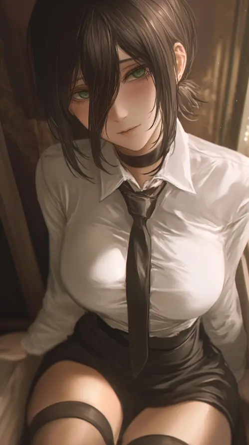4k女人壁纸 - 绿眼 - 黑发 - 白衬衫「哲风壁纸」