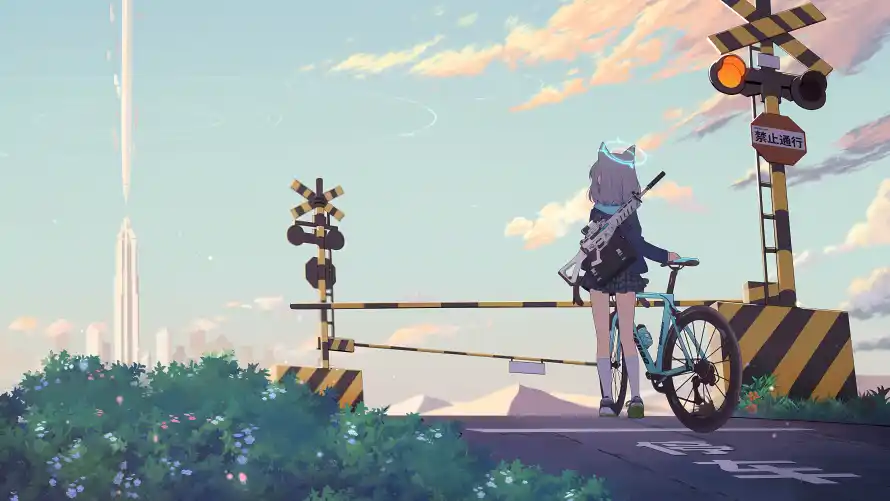 4k夕阳壁纸 - 校服 - 白子 - 蓝发「哲风壁纸」 4k夕阳壁纸 - 校服 - 白子 - 蓝发「哲风壁纸」