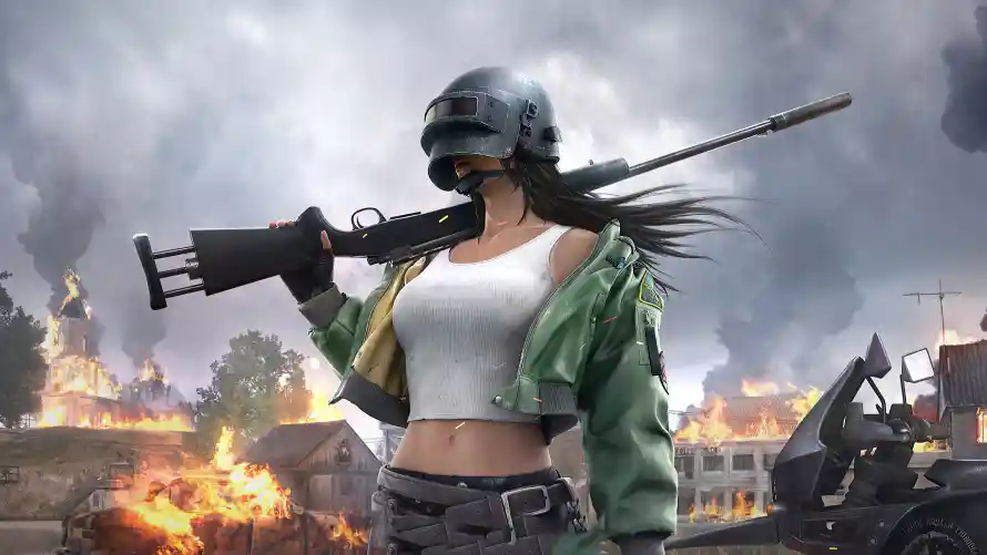 4k步枪壁纸 - PUBG - 女性角色 - 废墟场景「哲风壁纸」
