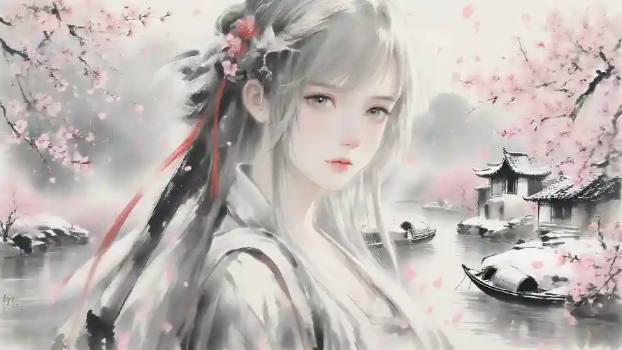 4k国风壁纸 - 樱花 - 美女 - 水墨画「哲风壁纸」 4k国风壁纸 - 樱花 - 美女 - 水墨画「哲风壁纸」