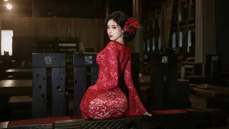 4k古风壁纸 - 古典美人 - 红色发饰 - 红衣美女「哲风壁纸」 4k古风壁纸 - 古典美人 - 红色发饰 - 红衣美女「哲风壁纸」