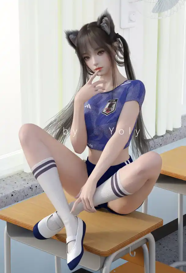 4k课桌壁纸 - 双马尾 - 运动装 - 猫耳少女「哲风壁纸」
