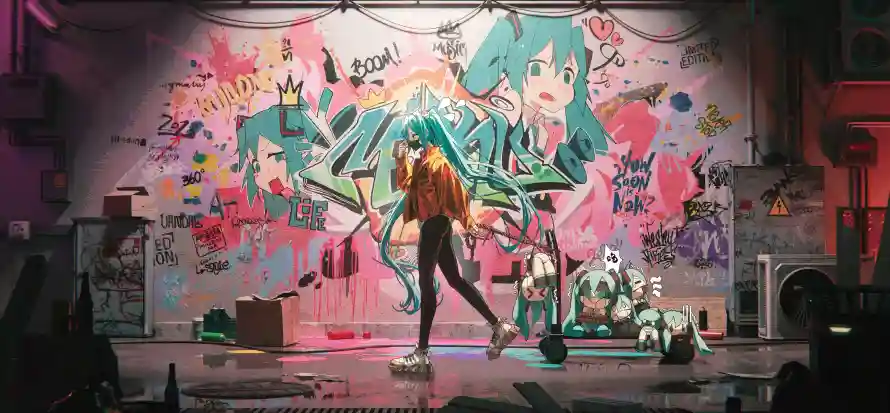 5k大长腿壁纸-初音未来和动漫少女-女性角色「哲风壁纸」