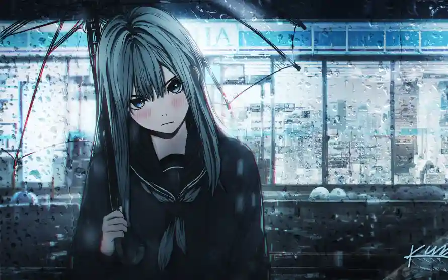4k少女壁纸 - 蓝色 - 雨夜 - 玻璃窗「哲风壁纸」 4k少女壁纸 - 蓝色 - 雨夜 - 玻璃窗「哲风壁纸」