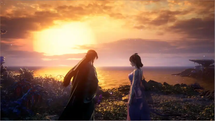 4k海边壁纸 - 夕阳 - 古风 - 背影「哲风壁纸」