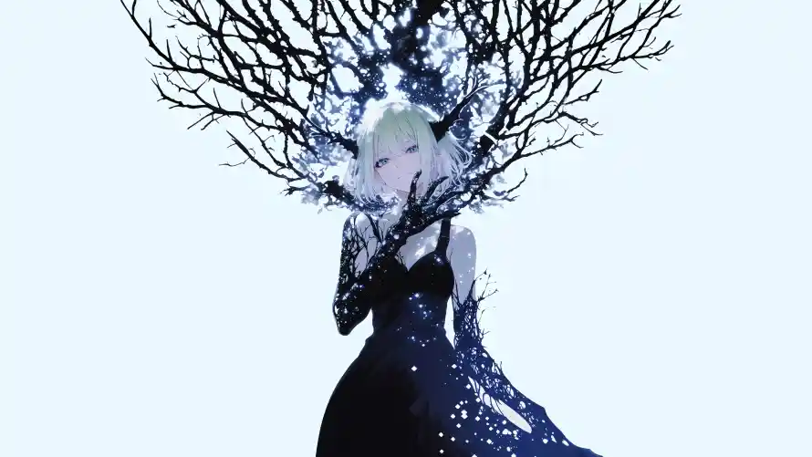 4k树枝壁纸 - 吊带长裙女孩 - 热门壁纸 - wallpaper「哲风壁纸」