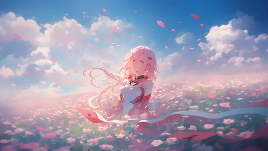 4k楪祈壁纸 - 花瓣 - 粉红花海 - 粉色头发「哲风壁纸」