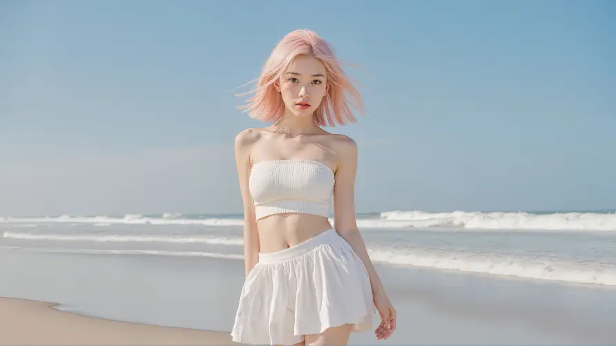 4k海浪壁纸 - 海滩 - 白衣 - 美女「哲风壁纸」 4k海浪壁纸 - 海滩 - 白衣 - 美女「哲风壁纸」