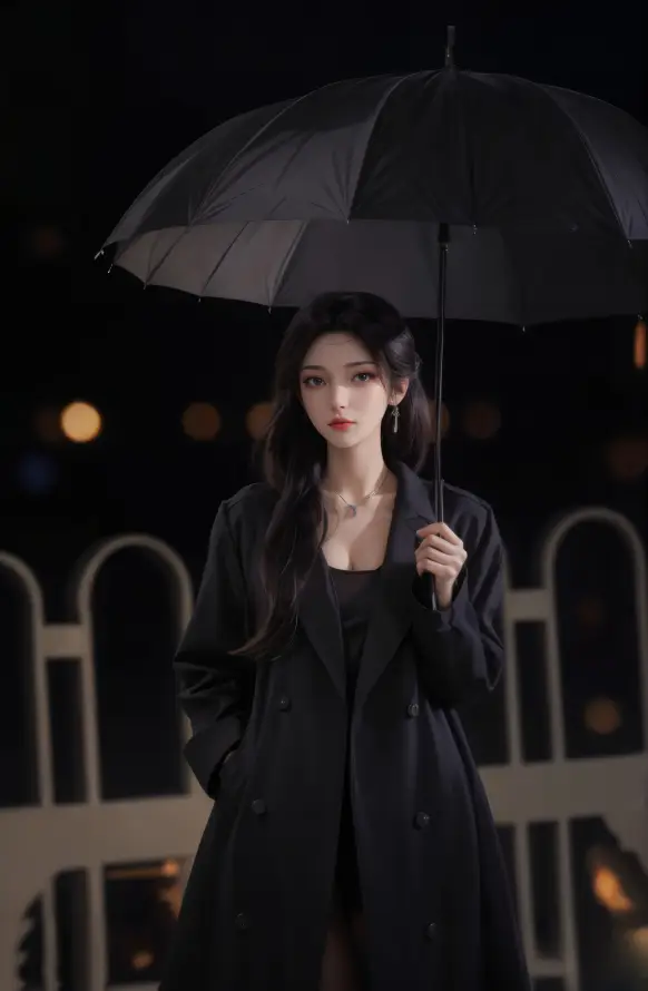 4k云韵壁纸 - 夜晚 - 撑伞 - 黑色伞「哲风壁纸」