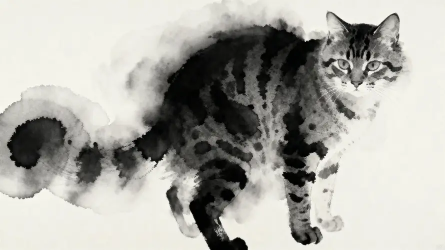4k咪咪壁纸 - 宠物 - 水墨 - 猫咪「哲风壁纸」