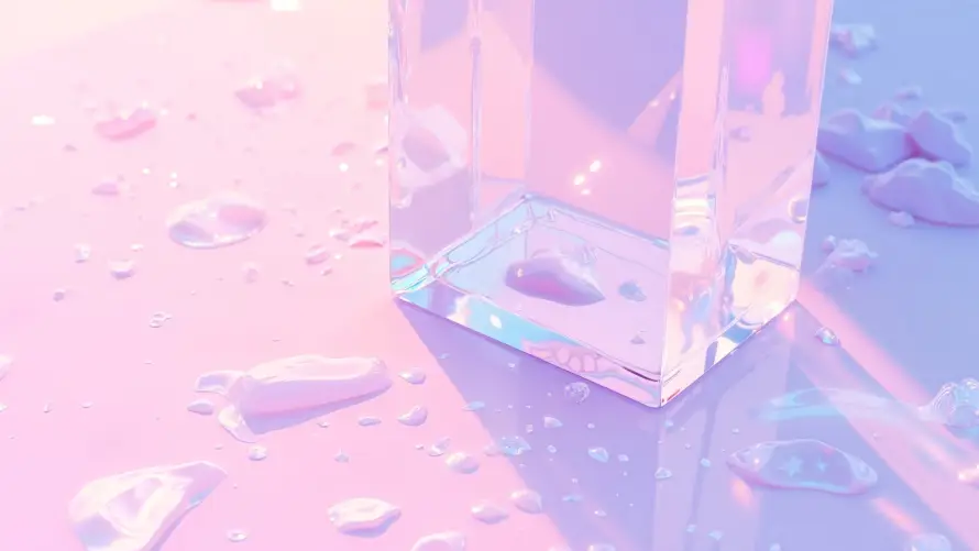 4k碎块壁纸-3D艺术与粉色-玻璃特效壁纸分享「哲风壁纸」
