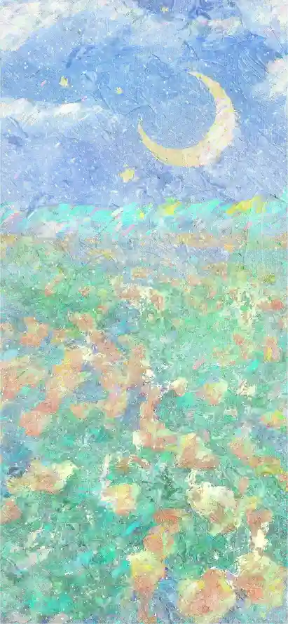 4k插画壁纸 - 星空 - 月夜 - 月牙「哲风壁纸」