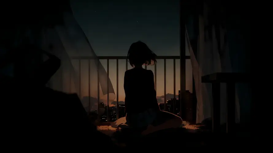 3k暮色壁纸-安逸场景与阳台-少女剪影热门的壁纸「哲风壁纸」
