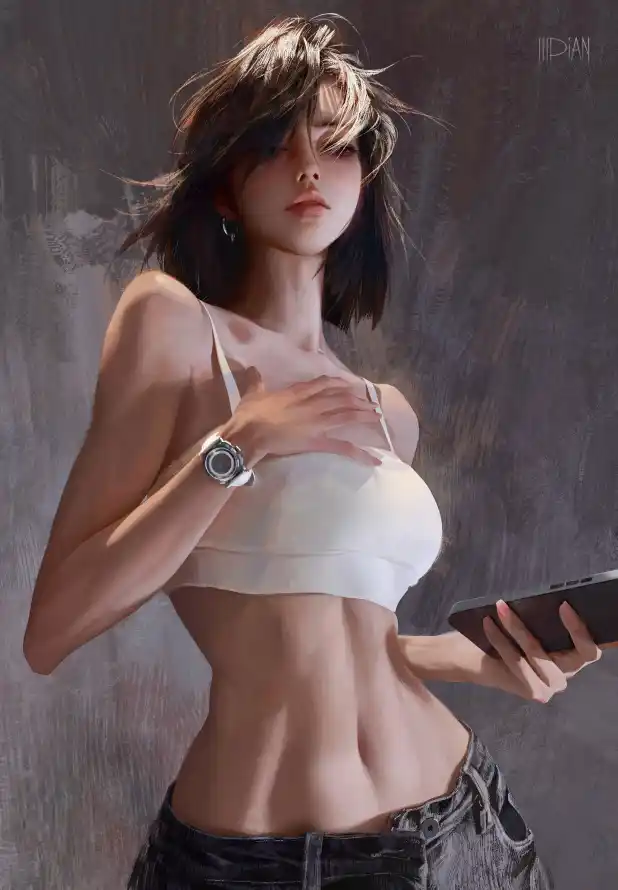 4k健身壁纸 - 女 - 插画 - 腹肌「哲风壁纸」