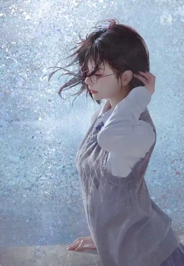 4k眼镜壁纸 - 女 - 短发 - 徐尤点「哲风壁纸」