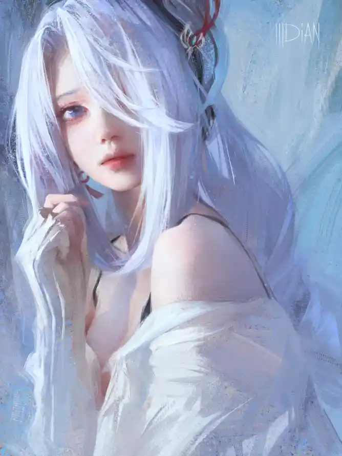 4k插画壁纸 - 女 - 白发 - 白衣「哲风壁纸」