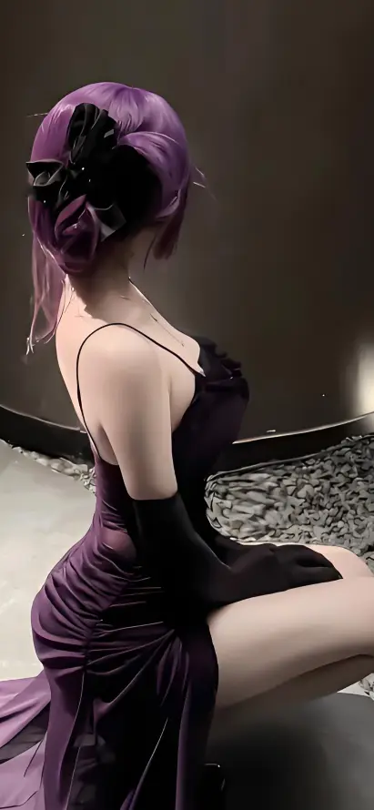 4k蝴蝶结壁纸 - 安北潮图 - 手机壁纸 - 紫发美女「哲风壁纸」