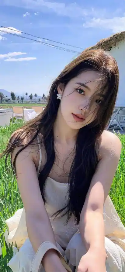 4k户外草地壁纸 - 手机壁纸 - 田园风景 - 长发美女「哲风壁纸」