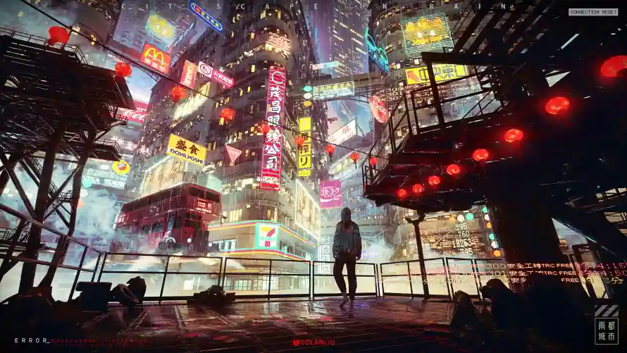 4k科幻壁纸 - 雨夜 - 霓虹灯 - 未来都市「哲风壁纸」