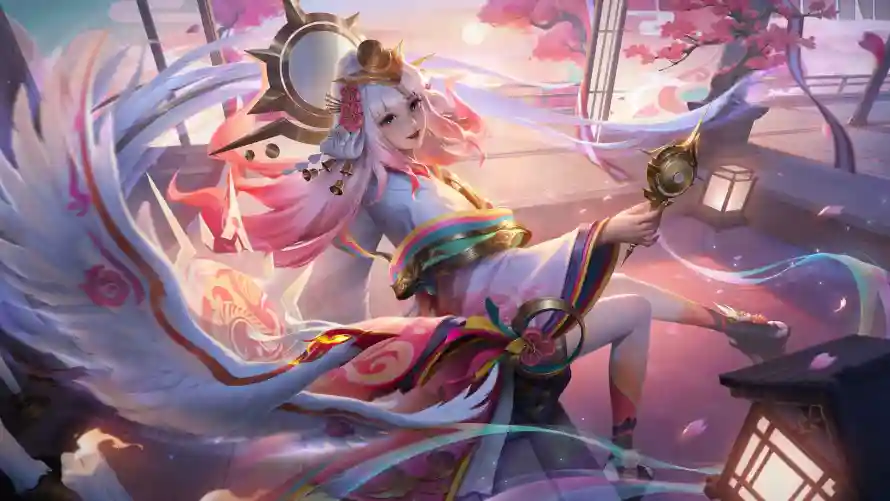 4k羽毛壁纸 - 古风 - 樱花 - 灯笼「哲风壁纸」