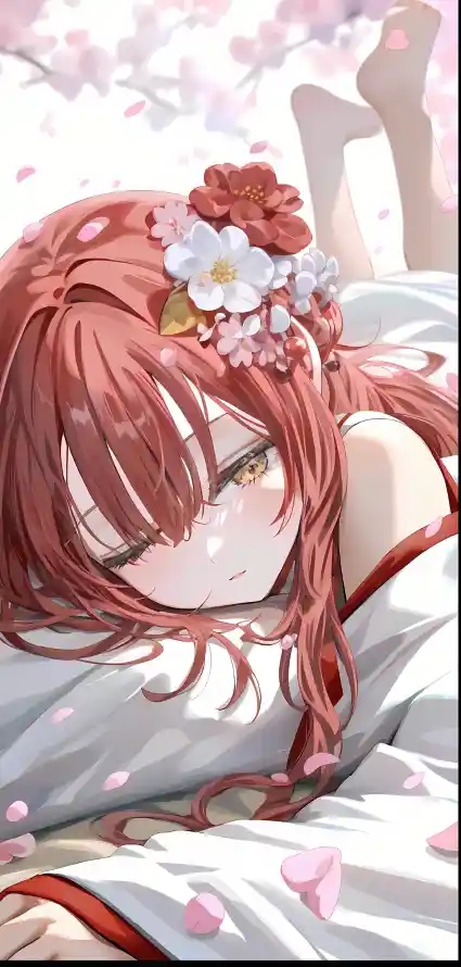 4k和服壁纸 - 樱花 - 红发 - 龙族「哲风壁纸」